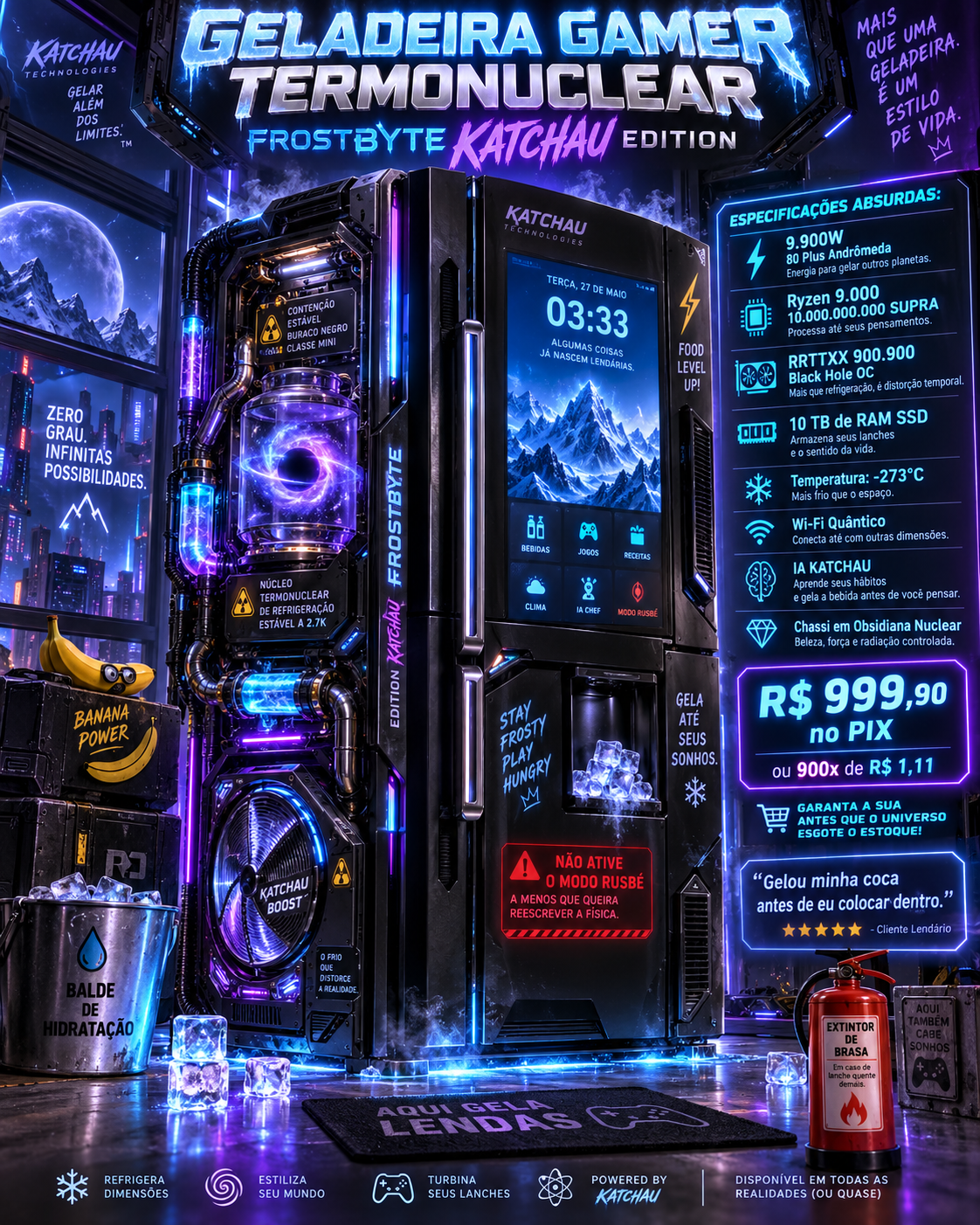 Arte fictícia da Geladeira Gamer Termonuclear FrostByte KATCHAU Edition
